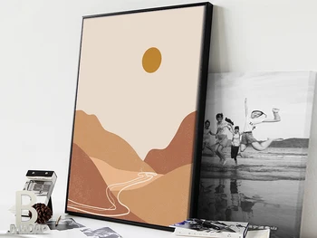 Kalnai Art Print | Šilta Spalva, Art Print | Boho Sienos Spaudinių | Abstract Saulės Plakatas | Neutralus Sienos Menas | Prin ne Menas | Wa| Nara